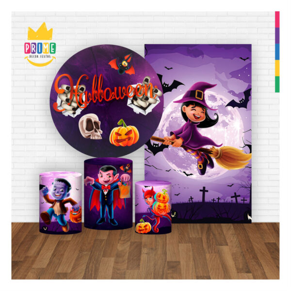 Kit Casado Halloween Painel Redondo Trio Capas Cilindro Retangular - Image 2