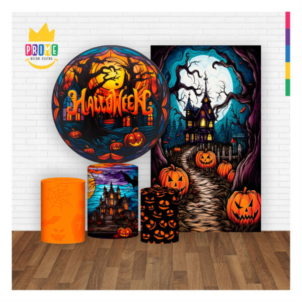 Kit Casado Halloween Painel Redondo Trio Capas Cilindro Retangular - Image 2