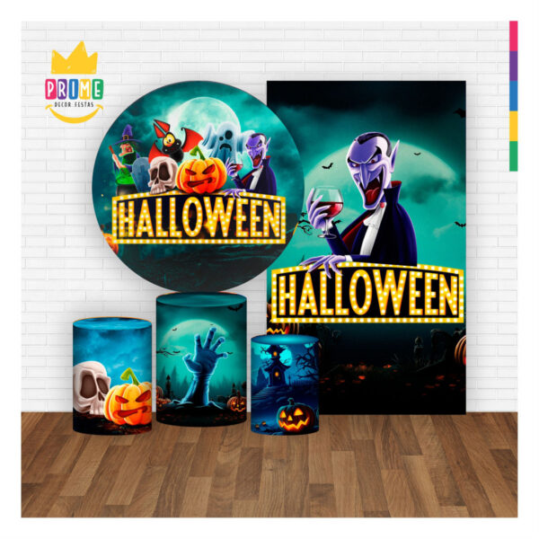 Kit Casado Halloween Painel Redondo Trio Capas Cilindro Retangular - Image 2