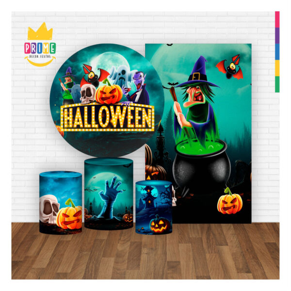 Kit Casado Halloween Painel Redondo Trio Capas Cilindro Retangular - Image 2