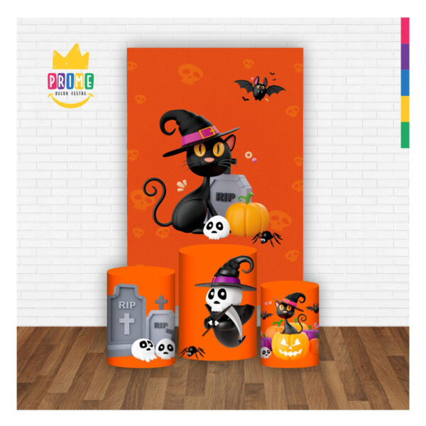 Kit Casado Halloween Trio Capa Cilindro Retangular Tecido - Image 2