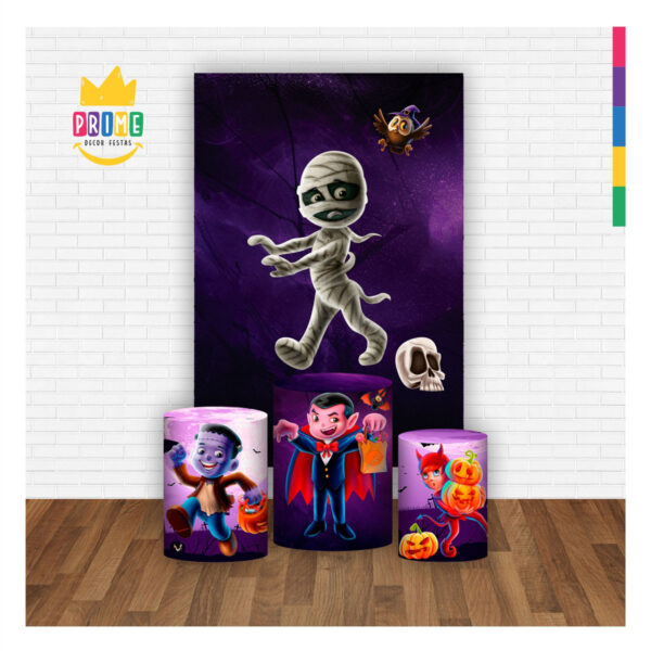 Kit Casado Halloween Trio Capa Cilindro Retangular Tecido - Image 2