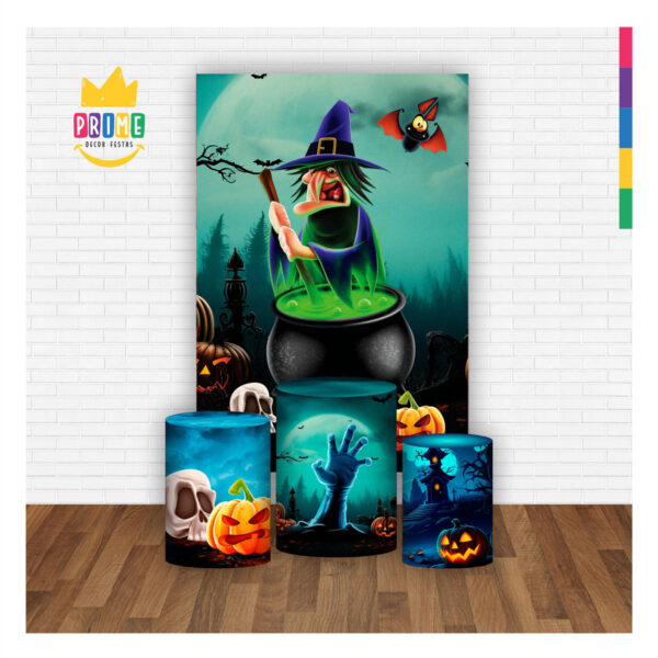 Kit Casado Halloween Trio Capa Cilindro Retangular Tecido - Image 2