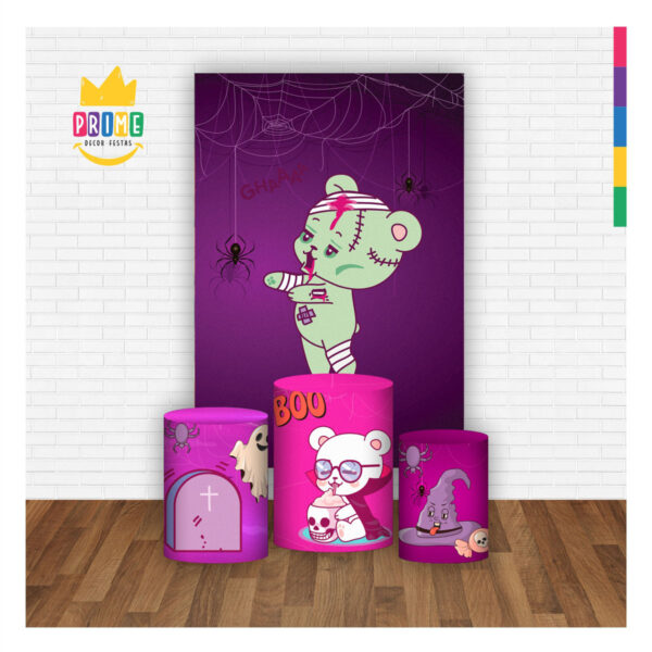 Kit Casado Halloween Trio Capa Cilindro Retangular Tecido - Image 2