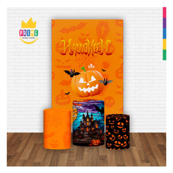Kit Casado Halloween Trio Capa Cilindro Retangular Tecido - Image 2