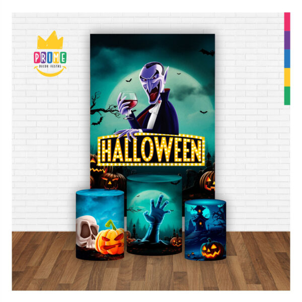Kit Casado Halloween Trio Capa Cilindro Retangular Tecido - Image 2