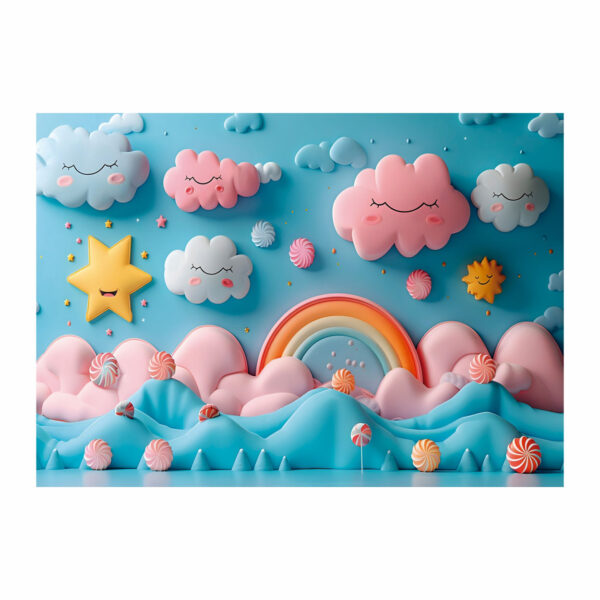 Fundo Fotográfico Dia das Crianças Chuva de Amor Tecido 2,20m x 1,50m F1127 - Image 3