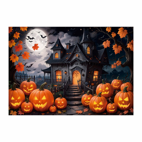 Fundo Fotográfico Halloween Casarão  Tecido 2,20m x 1,50m F1180 - Image 3