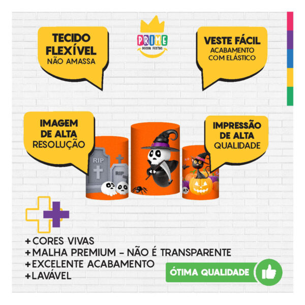 Trio Capa Cilindro Halloween 3D Em Tecido Com Elástico - Image 3