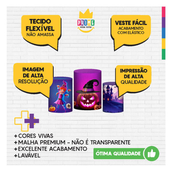Trio Capa Cilindro Halloween 3D Em Tecido Com Elástico - Image 3