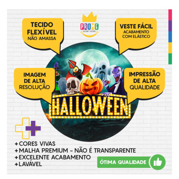 Trio Capa Cilindro + Painel Redondo 3D Halloween 1,50m Veste Fácil - Image 3