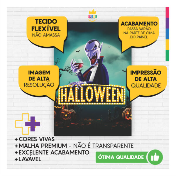 Painel de Festa Retangular 3D Halloween casadinho 1,50m x 2,20 - Image 3