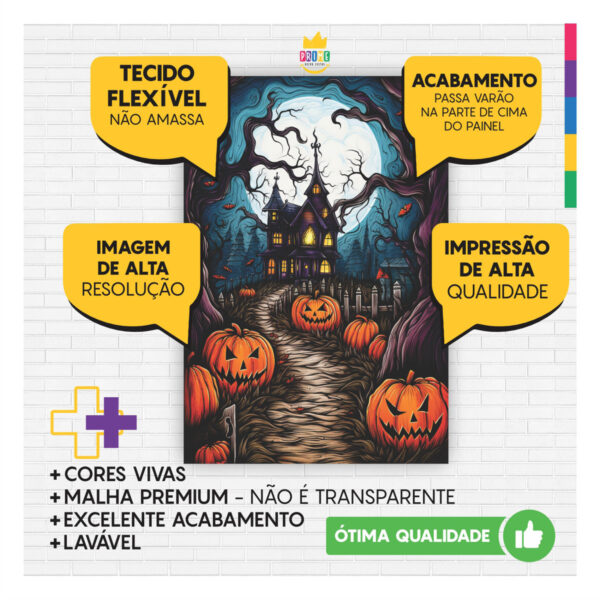 Painel de Festa Retangular 3D Halloween casadinho 1,50m x 2,20 - Image 3