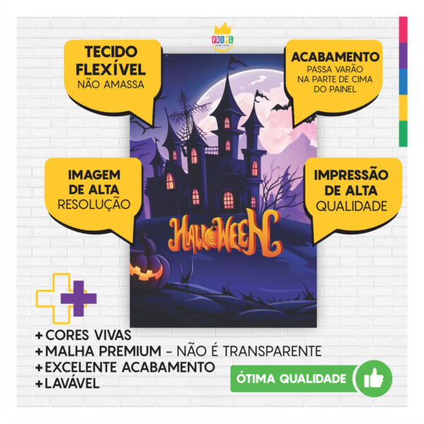 Painel de Festa Retangular 3D Halloween casadinho 1,50m x 2,20 - Image 3