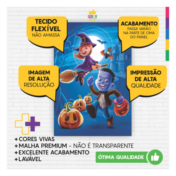 Painel de Festa Retangular 3D Halloween casadinho 1,50m x 2,20 - Image 3