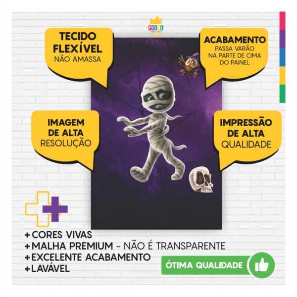 Painel de Festa Retangular 3D Halloween casadinho 1,50m x 2,20 - Image 3