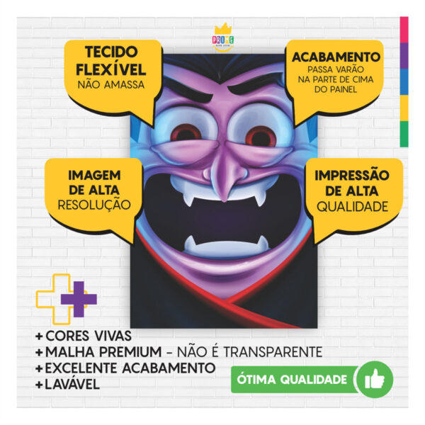 Painel de Festa Retangular 3D Halloween casadinho 1,50m x 2,20 - Image 3