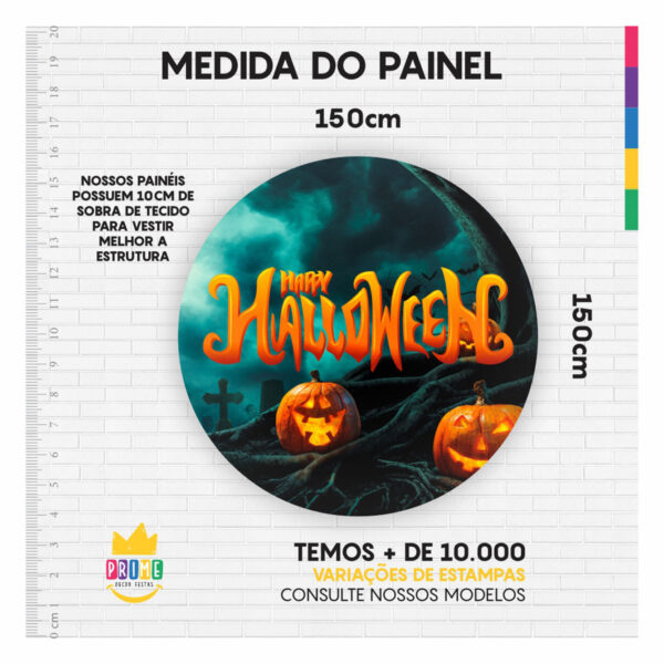Painel Redondo 3D Halloween Tecido Sublimado 1,50m x 1,50m - Image 3