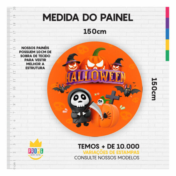 Painel Redondo 3D Halloween Tecido Sublimado 1,50m x 1,50m - Image 3