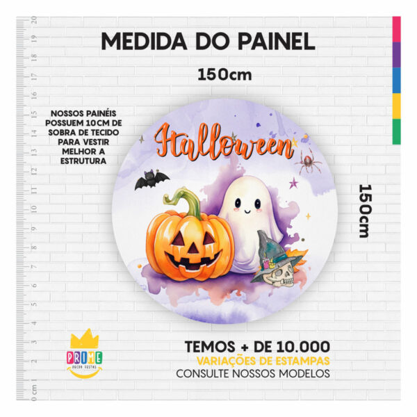 Painel Redondo 3D Halloween Tecido Sublimado 1,50m x 1,50m - Image 3