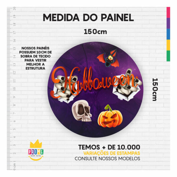 Painel Redondo 3D Halloween Tecido Sublimado 1,50m x 1,50m - Image 3