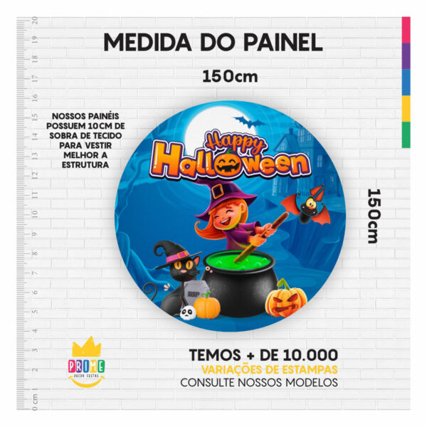 Painel Redondo 3D Halloween Tecido Sublimado 1,50m x 1,50m - Image 3