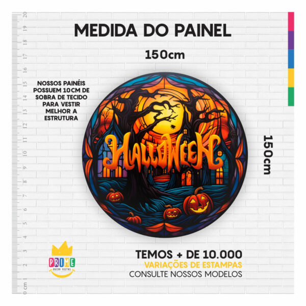 Painel Redondo 3D Halloween Tecido Sublimado 1,50m x 1,50m - Image 3
