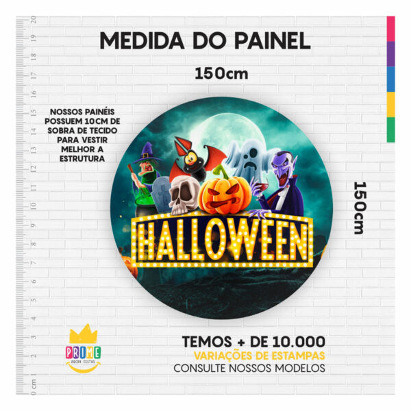 Painel Redondo 3D Halloween Tecido Sublimado 1,50m x 1,50m - Image 3