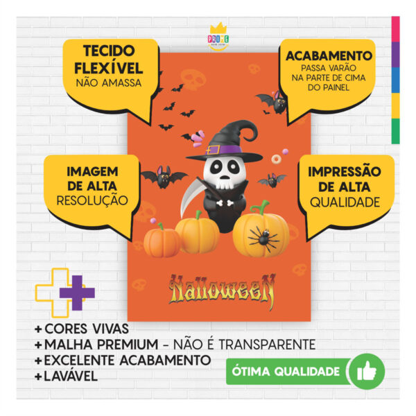 Painel de Festa Retangular 3D Halloween casadinho 1,50m x 2,20 - Image 3
