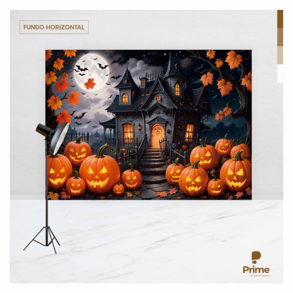 Fundo Fotográfico Halloween Casarão  Tecido 2,20m x 1,50m F1180 - Image 4