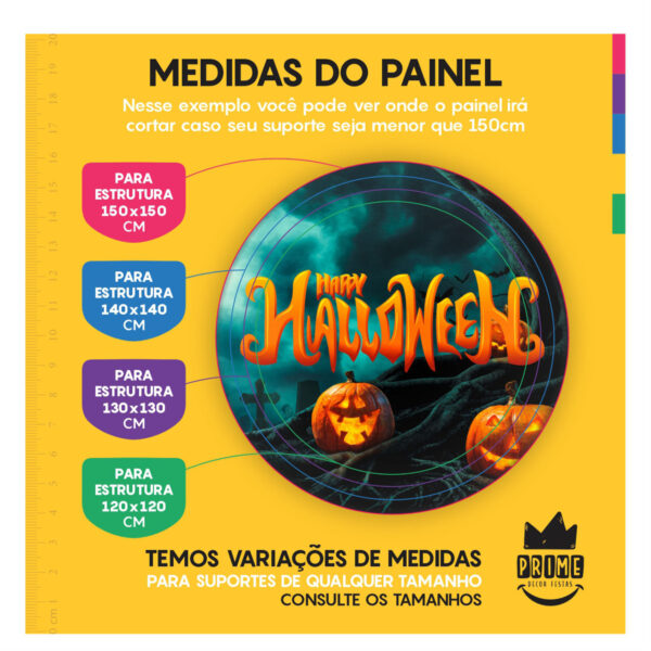 Trio Capa Cilindro + Painel Redondo 3D Halloween 1,50m Veste Fácil - Image 4