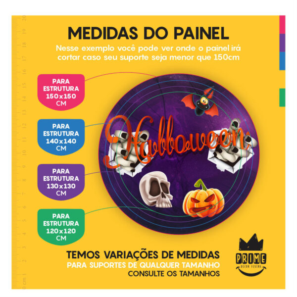 Trio Capa Cilindro + Painel Redondo 3D Halloween 1,50m Veste Fácil - Image 3
