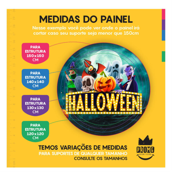 Trio Capa Cilindro + Painel Redondo 3D Halloween 1,50m Veste Fácil - Image 4