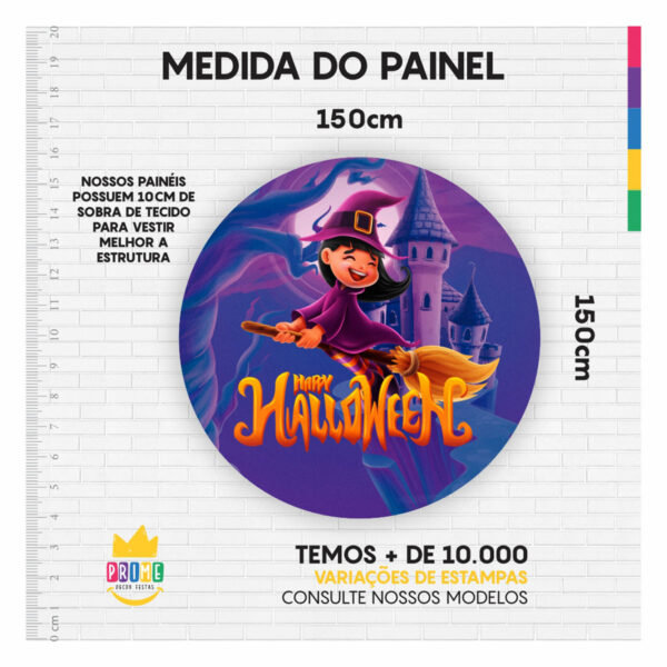 Painel Redondo 3D Halloween Tecido Sublimado 1,50m x 1,50m - Image 3