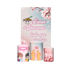 Kit Casado Dorama 3d Trio Capa Cilindro Retangular Tecido