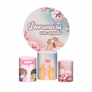 Trio Capa Cilindro + Painel Redondo Dorama 3D 1,50m Veste Fácil