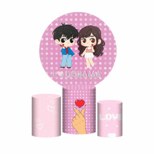 Trio Capa Cilindro + Painel Redondo Dorama 3D 1,50m Veste Fácil