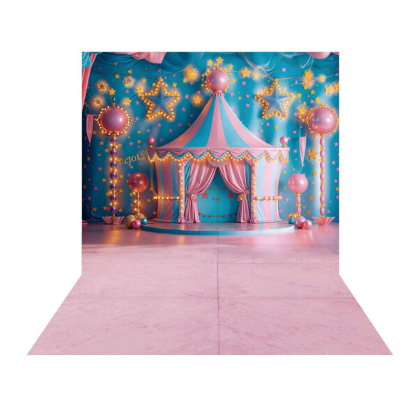 Fundo Fotográfico Circo Rosa Tecido 2,20m x 1,50m F1216