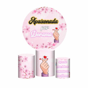 Trio Capa Cilindro + Painel Redondo Dorama 3D 1,50m Veste Fácil