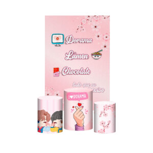 Kit Casado Dorama 3d Trio Capa Cilindro Retangular Tecido
