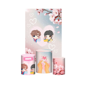 Kit Casado Dorama 3d Trio Capa Cilindro Retangular Tecido