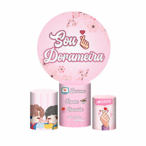 Trio Capa Cilindro + Painel Redondo Dorama 3D 1,50m Veste Fácil