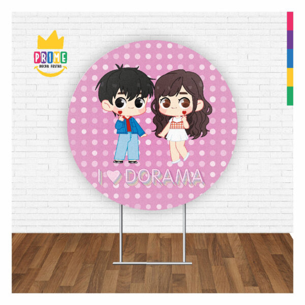 Painel Redondo Dorama  Aniversário 3D Tecido 1,50m x 1,50m - Image 2