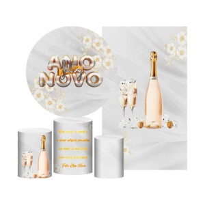Kit Ano Novo Painel Redondo + Trio Capas + Retangular Tecido