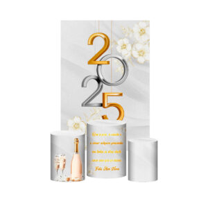 Kit Casado Ano Novo Reveillon 3d Trio Capa Cilindro + Retangular Tecido