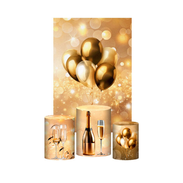 Kit Casado Ano Novo Reveillon 3d Trio Capa Cilindro + Retangular Tecido (cópia)