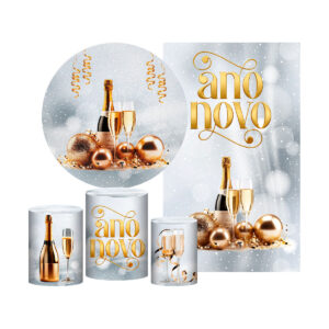 Kit Ano Novo Painel Redondo + Trio Capas + Retangular Tecido