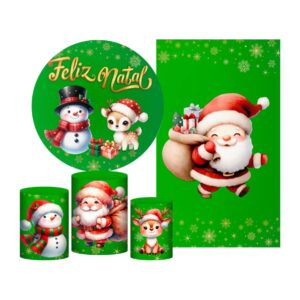 Kit Natal Painel Redondo + Trio Capas + Retangular Tecido