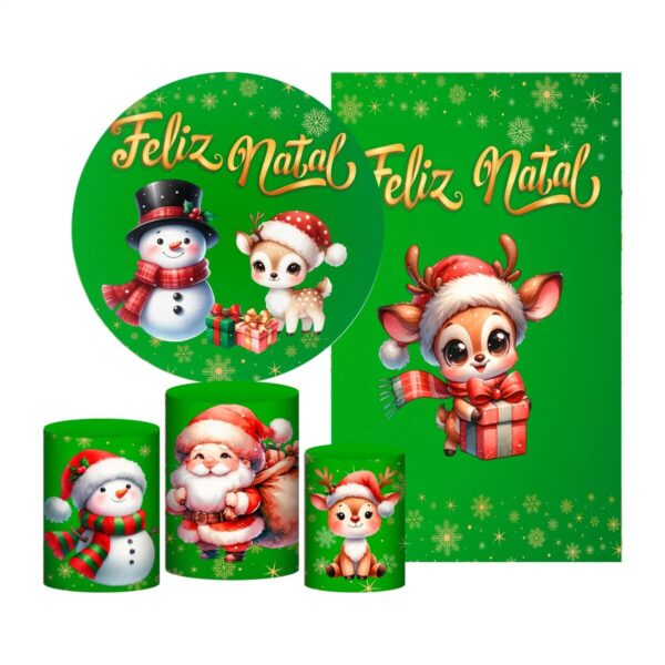 Kit Natal Painel Redondo + Trio Capas + Retangular Tecido