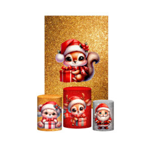 Kit Casado Natal 3d Trio Capa Cilindro + Retangular Tecido